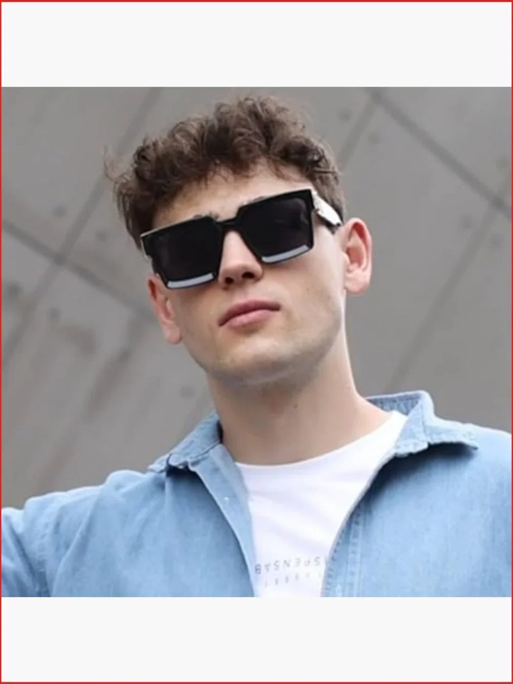 Retro Rectangular Chunky Gradient Lens Sunglasses UV400 Non-Polarized